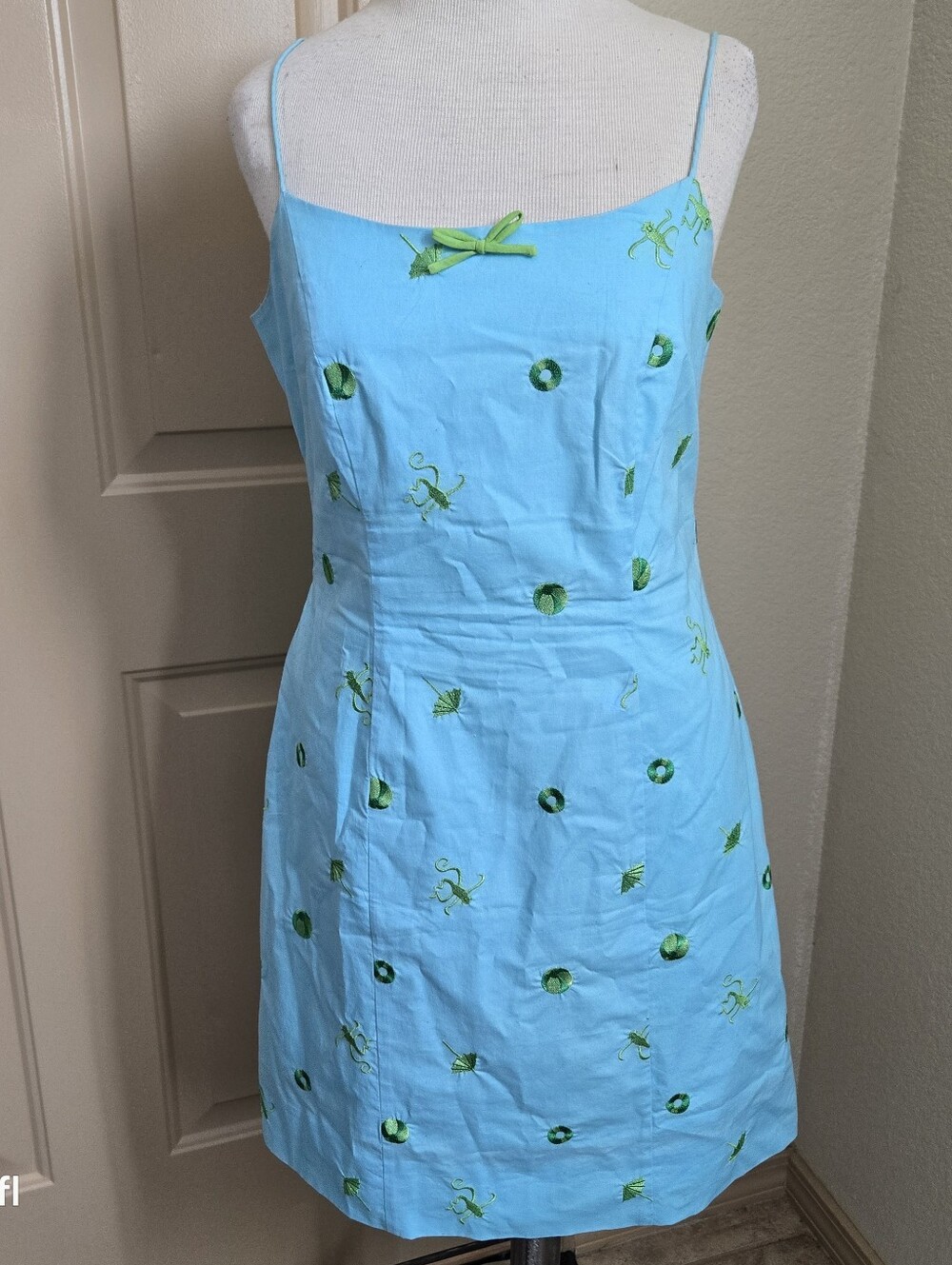 Vintage White Label Lilly Pulitzer Blue Monkey Strappy Dress 6